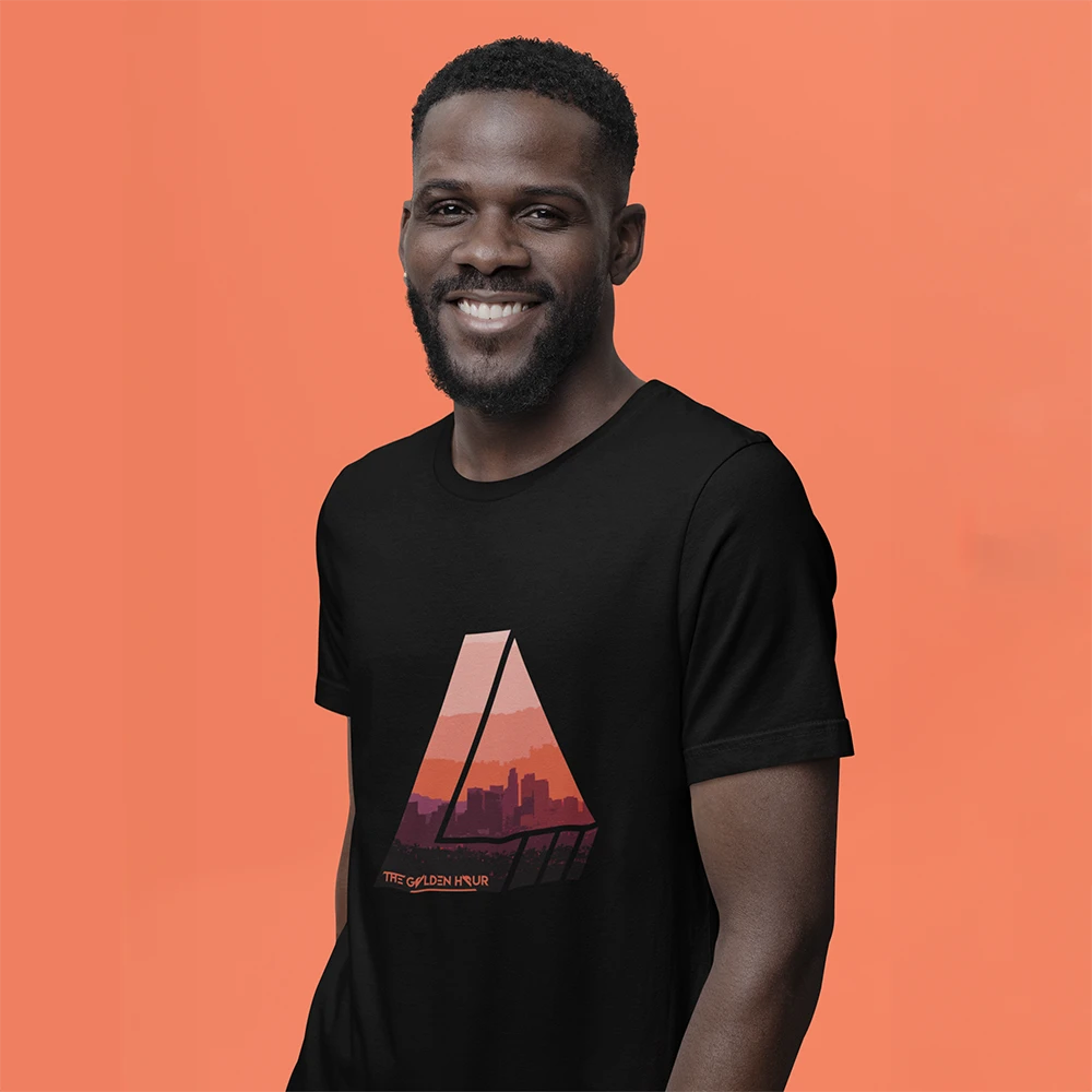 Los Angeles city black tshirt for men color orange Los Angeles city black tshirt for men color orange