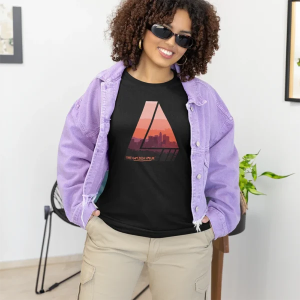 Los Angeles city black tshirt for women color orange