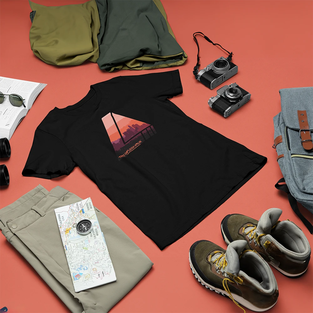 black tshirt Los Angeles city color orange unisex black tshirt Los Angeles city color orange