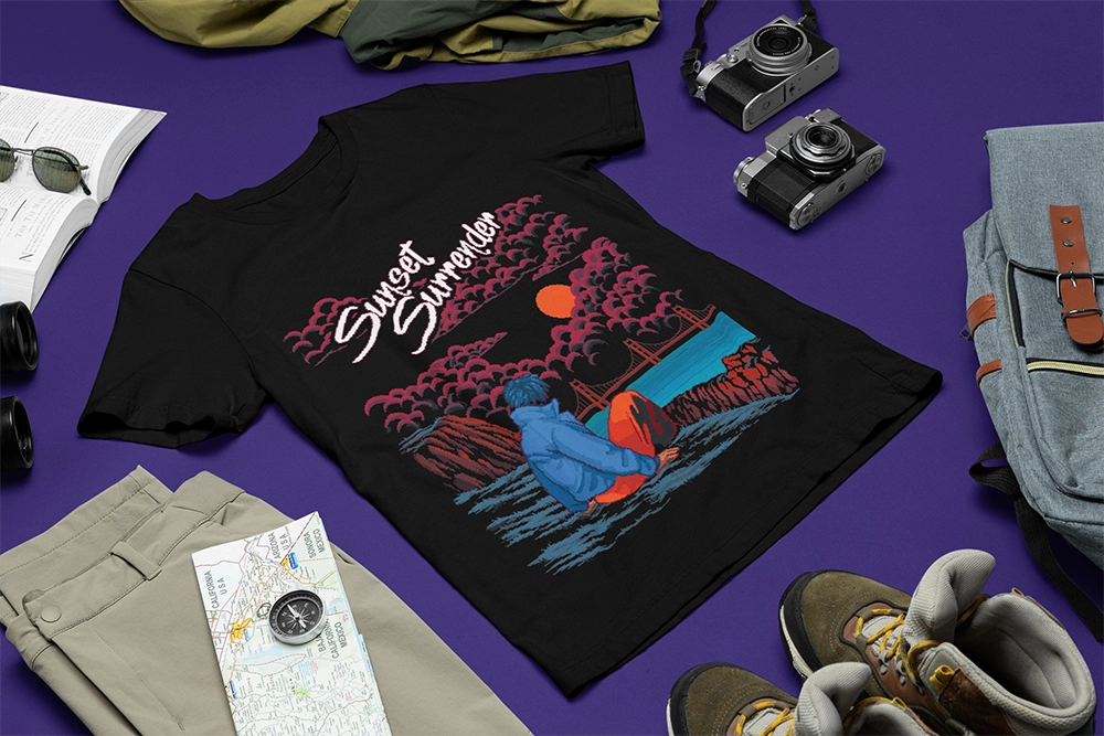 pixelart 8bit golden gate sunset surrender tshirt pixelart 8bit golden gate sunset surrender tshirt