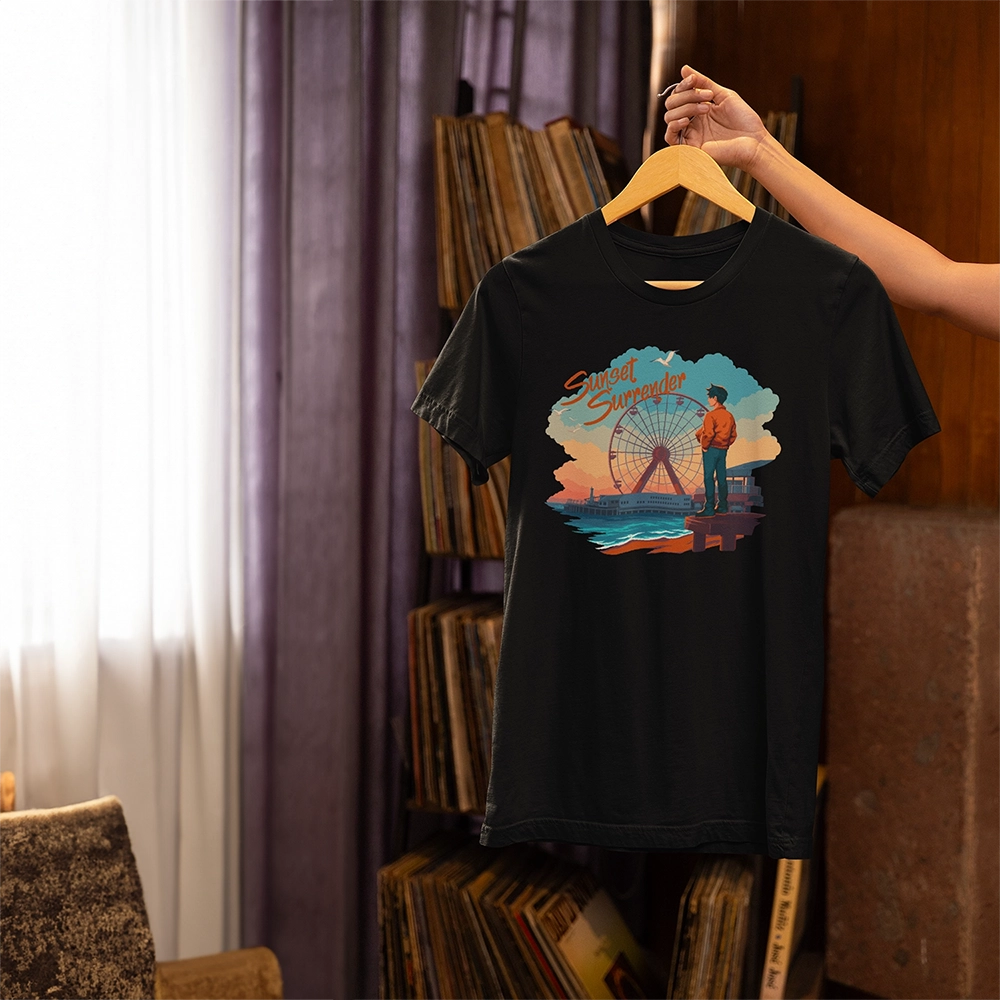 t shirt santa monica wheel at sunset pixelart t shirt santa monica wheel at sunset